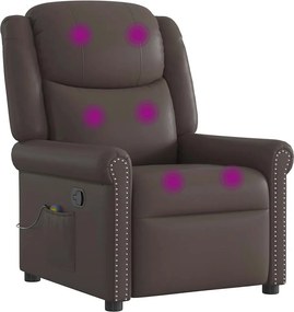 vidaXL Πολυθρόνα Μασάζ Γυαλ. Καφέ Συνθ. Δέρμα