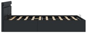 vidaXL Πλαίσιο Κρεβατιού Αποθ. Χώρο/LED Μαύρο 120x200 εκ. Δερματίνη