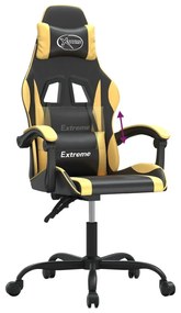 Καρέκλα Gaming Μαύρο/Χρυσό από Συνθετικό Δέρμα - Μαύρο