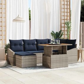 vidaXL Σετ Καναπέ Κήπου με αποθήκευση 7 pcs Γκρι Πολυ ράταν