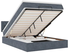 vidaXL Οθωμανικό κρεβάτι με στρώμα & LEDs Σκούρο γκρι 140x190cm Velvet
