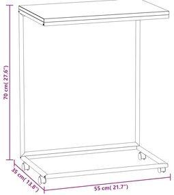 vidaXL Βοηθητικό Τραπέζι με Ρόδες Λευκό 55 x 35 x 70 εκ. Επεξ. Ξύλο