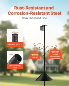 VEVOR 2370mm Bird Feeding Station 4 Hook Wild Bird Feeder Stand Pole