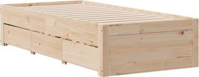 vidaXL Κρεβάτι Βιβλιοθήκη Χωρίς Στρώμα 75x190 εκ Μασίφ Ξύλο Πεύκο