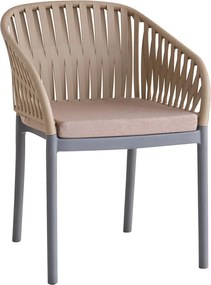 EMERY Πολυθρόνα Βεράντας-Κήπου PP-UV Sand Beige-Ανθρακί, Μαξιλάρι Μπεζ (KD)   1τμχ