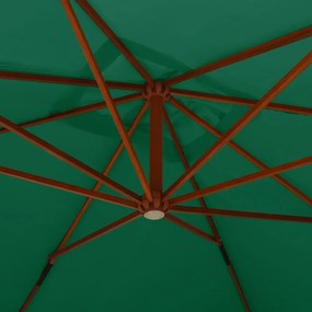 Ομπρέλα Κρεμαστή Πράσινη 400 x 300 εκ. με Ξύλινο Ιστό - Πράσινο