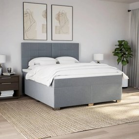 vidaXL Κρεβάτι Boxspring με Στρώμα Ανοιχτό Γκρι 180x200 εκ. Υφασμάτινο