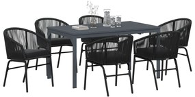 vidaXL Σετ Δείπνου 7 Τεμαχίων με Μαξιλάρια Μαύρο Poly Rattan
