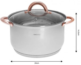 Σετ κατσαρόλες και τηγάνια Kinghoff KH 1765, 12 h, επαγωγή, Inox/ροζ χρυσό