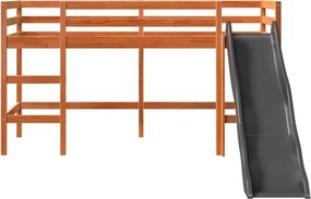 vidaXL Υπερυψ. Κρεβάτι Παιδικό Χωρ. Στρώμα Καφέ 80x200εκ. Μασίφ Πεύκο