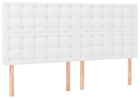 Κρεβάτι Boxspring με Στρώμα Λευκό 200x200 εκ. Συνθετικό Δέρμα - Λευκό