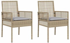 vidaXL Καρέκλα Κήπου 2 pcs Μπεζ 53 x 60 x 85εκ συνθετικό ρατάν