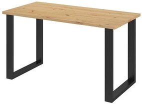 Τραπέζι Tucson 136, Artisan βελανιδιά, Μαύρο, 75x67x138cm, 38 kg, Πλαστικοποιημένη μοριοσανίδα, Μέταλλο | Epipla1.gr