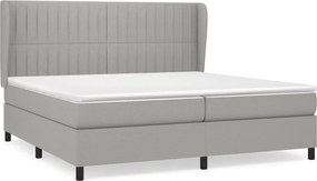 vidaXL Κρεβάτι Boxspring με Στρώμα Ανοιχτό Γκρι 200x200 εκ. Υφασμάτινο