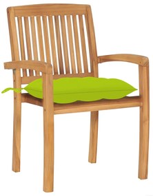 vidaXL Καρέκλες Κήπου Στοιβαζόμενες 8 τεμ. Μασίφ Ξύλο Teak &amp; Μαξιλάρια