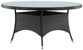 Τραπέζι εξωτερικού χώρου Dallas 667, Επεξεργασμένο γυαλί, 74cm, 48 kg, Γκρι, Μαύρο, Πλαστικό ψάθινο | Epipla1.gr