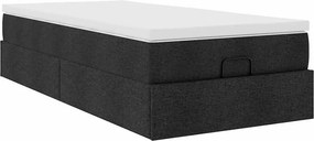 vidaXL Οθωμανικό κρεβάτι με στρώμα Μαύρο 80x200cm Ύφασμα