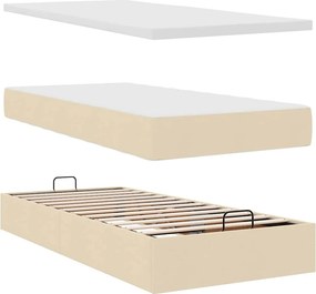 vidaXL Οθωμανικό κρεβάτι με στρώμα Cream 80x200cm ύφασμα