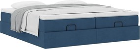 vidaXL Οθωμανικό κρεβάτι με στρώματα μπλε 200x200cm ύφασμα