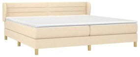 Κρεβάτι Boxspring με Στρώμα Κρεμ 200x200 εκ. Υφασμάτινο - Κρεμ