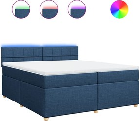 vidaXL Κρεβάτι Boxspring με Στρώμα Μπλε 200x200 εκ. Υφασμάτινο