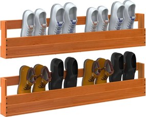 vidaXL Παπουτσοθήκη Επιτοίχια 2 τεμ. Μελί 110x8,5x23,5 εκ. Μασίφ Πεύκο