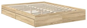 vidaXL Κρεβάτι Αποθήκης Δρύς Sonoma 150 x 200 cm Επεξεργασμένο ξύλο