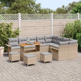 vidaXL Σετ Καναπέ Κήπου 13 τμχ. Μπεζ συνθετικό ρατάν