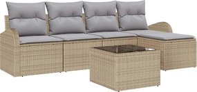 vidaXL Σετ Καναπέ Κήπου 6 pcs Μπεζ συνθετικό ρατάν