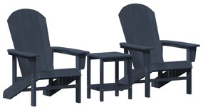 vidaXL Σετ Κήπου  3 τεμαχίων Ναυτικό Μπλε HDPE