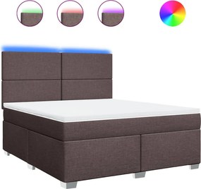 vidaXL Κρεβάτι Boxspring με Στρώμα Σκούρο Καφέ 180x200 εκ Υφασμάτινο