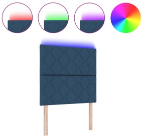 vidaXL LED Κεφαλάρι Σχεδιασμός Διαμαντιών Μπλε 100 εκ Ύφασμα