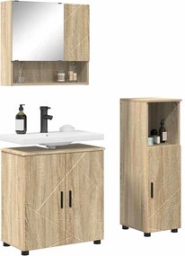 vidaXL Σετ Επίπλων Μπάνιου 3 τμχ. Δρύς Sonoma 61 x 35 x 64 εκ.