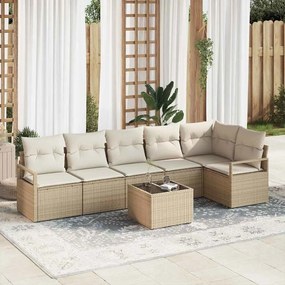 vidaXL Σετ Καναπέ με μαξιλάρι 7 pcs Μπεζ συνθετικό ρατάν