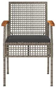 vidaXL Καρέκλες Κήπου 4 τεμ. Γκρι Συνθ. Ρατάν/Ξύλο Ακακίας & Μαξιλάρια