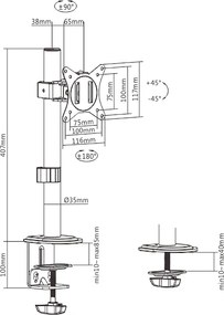 BRATECK βάση γραφείου οθόνης LDT66-C01, 17-32", έως 9kg
