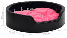 Κρεβάτι Σκύλου Μαύρο/Ροζ 79 x 70 x 19 εκ. Βελουτέ/Συνθ. Δέρμα - Μαύρο