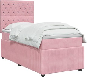vidaXL Κρεβάτι box spring με στρώμα Ροζ 80 x 200 cm Βελούδο