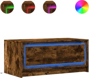 vidaXL Τραπεζάκι Σαλονιού με Φώτα LED Καπνιστή Δρυς Επεξ. Ξύλο