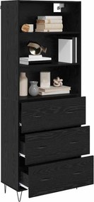 vidaXL Highboard με συρτάρι 2 pcs Μαύρη Οξυά Επεξεργασμένο ξύλο