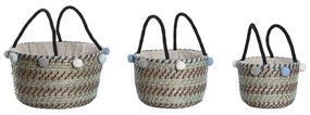 Σετ Καλαθιών DKD Home Decor Πομπώματα 43 x 43 x 43 cm