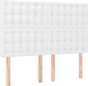 vidaXL Κρεβάτι Boxspring με Στρώμα Λευκό 140x190εκ.από Συνθετικό Δέρμα