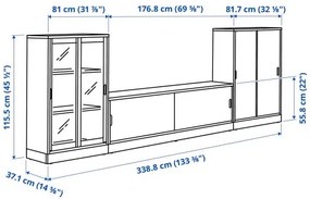 TONSTAD έπιπλο TV/αποθήκευσης με συρόμενες πόρτες, 339x37x116 cm 695.717.66