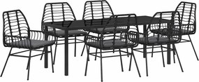 vidaXL Σέτ φαγητού για κήπο 7 pcs Μαύρο συνθετικό ρατάν