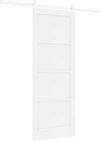 vidaXL Συρόμενη Πόρτα με Σετ Εξαρτημάτων Λευκή 78x202 εκ. Συμπαγές Ξύλο Πεύκο