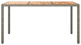 vidaXL Τραπέζι Φαγητού Κήπου Γκρι 150x90x75 εκ. Πολυ Ράτανας