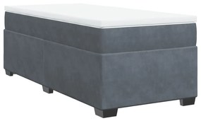 vidaXL Κρεβάτι Boxspring με Στρώμα Σκούρο Γκρι 90x190 εκ. Βελούδινο