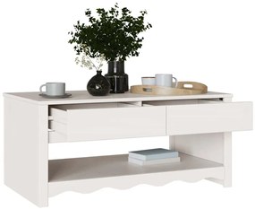 vidaXL Τραπεζάκι σαλονιού Λευκό 99 x 55 x 45 εκ. Μασίφ ξύλο πεύκου