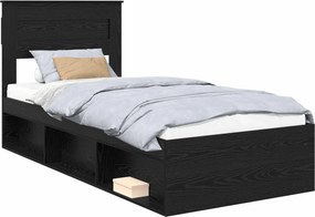 vidaXL Σκελετός Κρεβατιού Μαύρη Δρυς 100 x 200 cm Επεξεργασμένο Ξύλο
