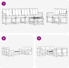 vidaXL Σειρά Καναπέ Εξωτερικού με μαξιλάρι 7 pcs Λευκό και Κρεμ